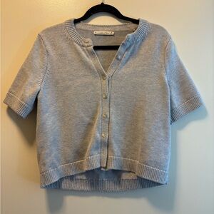 Abercrombie & Fitch Women's Gray Short Sleeve Cardigan Sweater